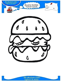 Çocuklar İçin Hamburger Boyama Sayfaları 